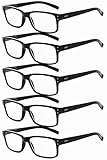 Eyekepper Mens Vintage Reading Glasses-5 Pack Black Frame Glasses for Men Reading Eyeglasses Women