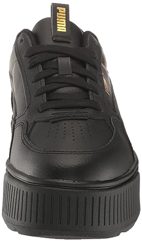 PUMA Women's Karmen Rebelle Lace Up Platform Sneaker Black/Gold 8 Medium US2