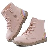 shoeslocker Gilrs Boots with Zipper Suede Toddler Ankel Booties Fashion Rainbow Boots for Toddler/Little/Big Kids pink 2