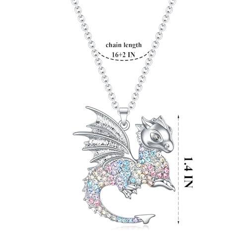 luomart Dragon Dinosaur Necklace Birthday Gifts for Girls,Dragons Dinosaurs Pendant Necklaces Jewelry for Women3