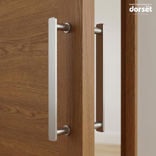 Image of Dorset SS Eden Pull Handle 8 Inch | SS 304 Stainless Steel Door Pull Handle Pair | Heavy Duty, Anti-Corrosion | for Main Door, Wooden & Glass Doors | Satin Silver | ED08PSS