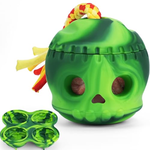 Joytale A81001-GRN Dog Enrichment Toys, Dog Toys For Aggressive Chewers, Fillable Dog Chew Toys, Halloween Skull Design Dog Toys With Rope, Treat Dispensing Dog Toys To Keep Them Busy cover