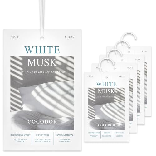 COCODOR 10 Packs White Musk Scented Sachets/Air Freshener Sachets Bags for Drawers, Closet, Cars, Long-lasting Deodorizers Fresh Scents, Home Fragrance
