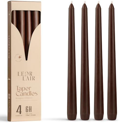 Leor & Lair Brown Taper Candles - 4 Pack 10' Brown...