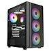Price comparison product image iONZ KZ10 PC Gaming Case Mid Tower ATX Tempered Glass With 4 x 120mm ARGB Fans - Black
