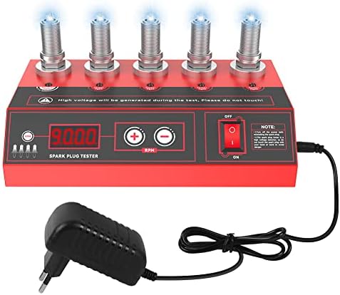 DUOYI Spark Plug Tester 200-9000rpm Adjustable Spark Tester Automotive with 5 Spark Plug Socket 110V with Color Screen Display Ignition Coil Tester Plug & Play Spark Checker Tool for 12mm Spark Plug