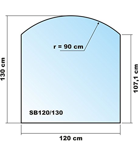 Funkenschutzplatte Segmentbogen 120x130cm Schwarz Glasplatte mit Dichtung