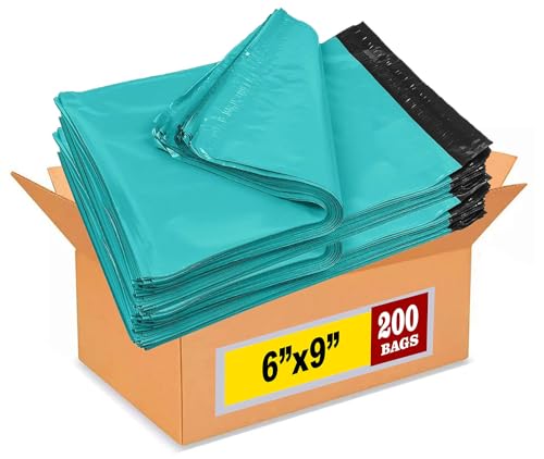 iMBAPrice (200-Pack) Poly Mailers 6x9 Inch Small #1 Teal Color Poly Mailing Shipping Envelopes Bags, Self Seal Adhesive Waterproof and Tear Proof (Total 200 Bags)