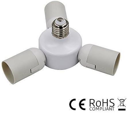 Princeway 1X Pack 3 in 1 E27 Light Socket Splitter- Light Bulb Socket Adapter for Ceiling Lights- Increase Existent E27 Lamp Socket to 3X E27 Sockets- Bulb Holder Expander for Home Lighting and Commercial Lighting
