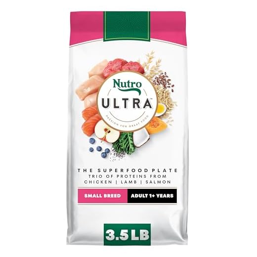 Nutro Ultra Adult Small Breed Dog Food Dry Recipe, Dry Dog Food for Small Dogs, Chicken, Lamb and Salmon Protein Trio, 3.5 lb. Bag