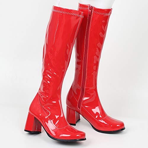 Image of JiaLuoWei GOGO Boots for Women, Knee High Boots, PU Leather Zip Ladies Party Dance Shoes