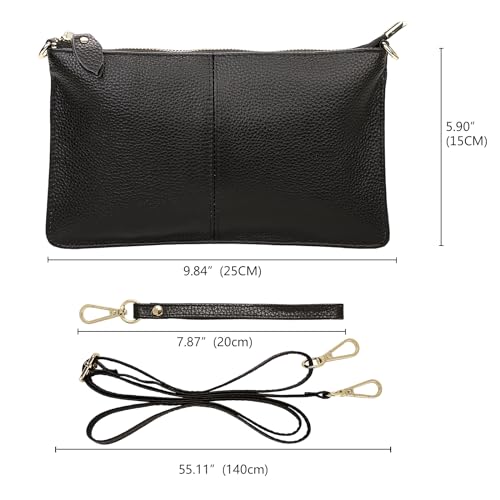 Image of Uromee Wristlet Wallet Clutch Purses for Women Genuine Leather Crossbody Bag Handbag with Detachable Shoulder Chain