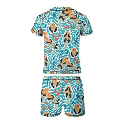 Lovely Sea OttersChildren's Swimsuits Boys Two Piece Suit10-12Y（150cm）3
