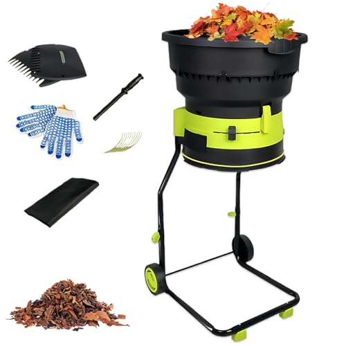 Trituradora eléctrica de hojas de 2500 W con 8000 RPM, ruedas y bolsa de recolección, ideal para hojas, césped y recortes de jardín, fácil limpieza de patio
