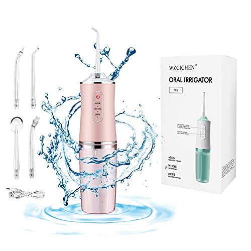 Water Flosser,USB Rechargeable 3 Modes Water Flosser,IPX7 Waterproof,Professional Cordless Dental Oral Irrigator,Braces Cleanner with 220Ml Cleanable Water Tank,for Home and Travel (Pink)