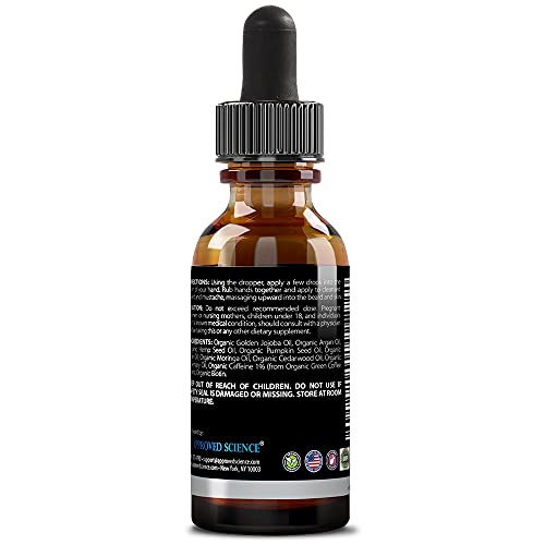 Approved Science® Beard Oil - Promotes Hair Growth And Combats Dryness - With Rosemary And Plum Oils -All Organic Formula - 1 Fl. Oz. #TOP2