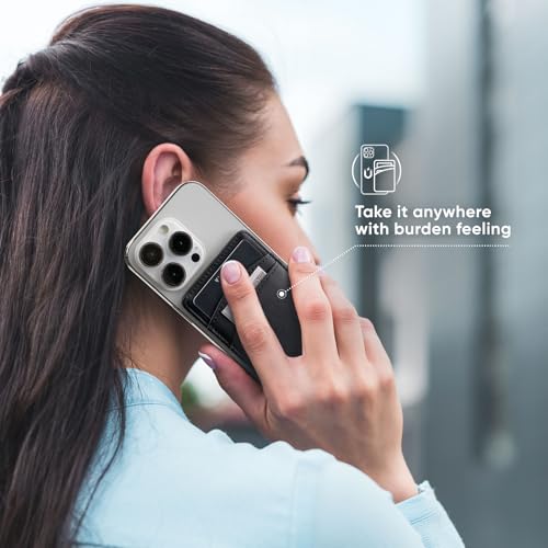VULKIT Magnetyczne etui na karty na telefon cienki skórzany portfel dla kobiet etui na karty kredytowe z blokadą RFID etui na karty telefoniczne Magsafe, Czarny (Black),Klasyczny