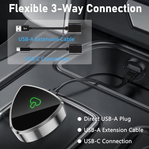 Carplay Wireless Adapter & Android Auto Wireless Adapter 2 in 1, Superschnelle & Stabil, Plug & Play, Konvertieren Sie Wired in Wireless, Kompatibel mit iOS 10+/Android11+ & Autos ab 2016
