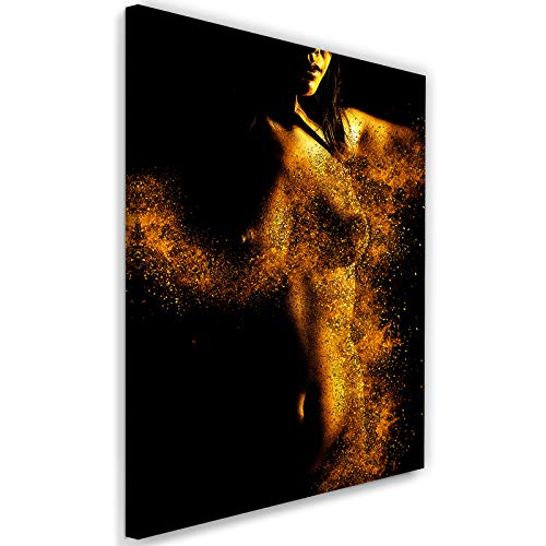 Toile XXL femme nu abstrait corps orange pour sublimer un salon moderne
