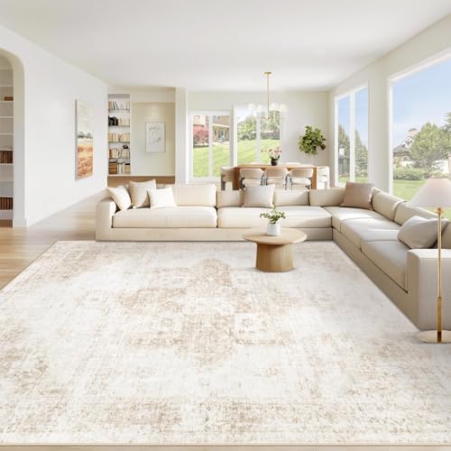Area Rug 8x10 Washable Rug, Vintage Boho Medallion Rugs Non-Slip ...