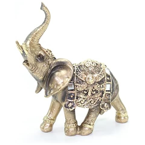 We Pay Your Sales Tax Feng Shui 4.5" Bronze Elephant Trunk Statue Wealth Lucky Figurine Gift Home Decor Cover
