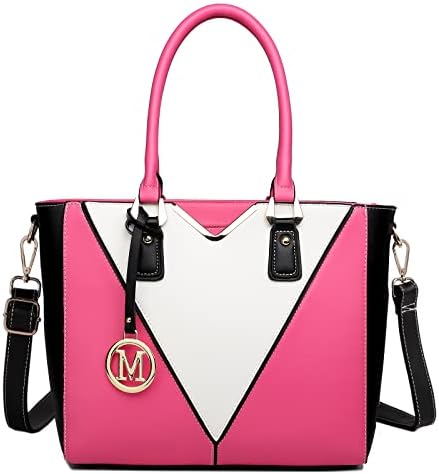 Miss Lulu Leather Look V-Shape Shoulder Handbag Lightweight Medium Tote Bag Handbags for Women
