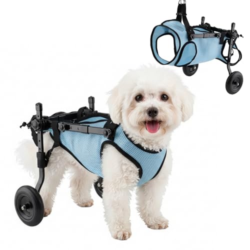 Dog Wheelchair for Back Legs - Adjustable Small Dog Wheelchair with 1.5mm Thickened Frame Mobility Aid Support Cart for Disabled Hind Legs Rehab Walking Wheels for Small Dogs