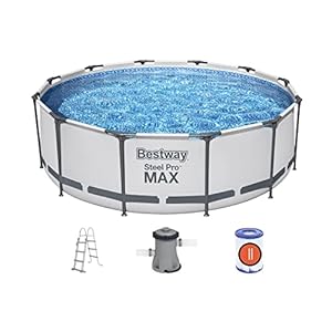 BESTWAY 56418D – Piscina Desmontable Tubular Steel Pro Max 366 x 100 cm, con Depuradora Cartucho 2.006 L/H y Escalera