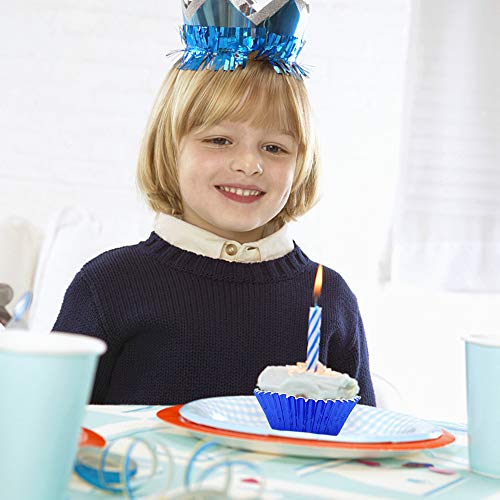 Image of Blue Foil Cupcake Liners,GOLF 100 Pack Metallic Baking Cups Standard Size