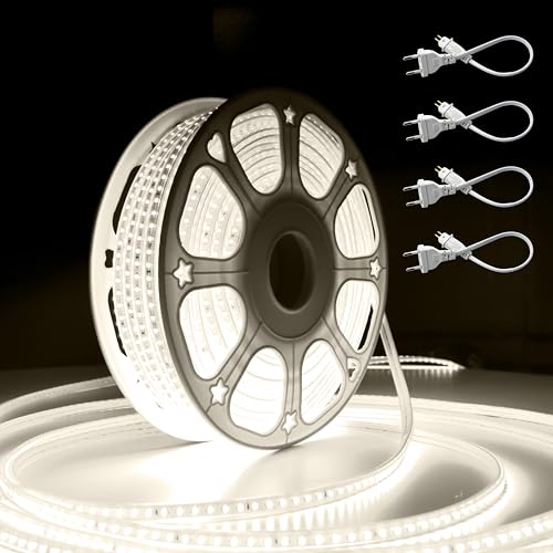 Image of Forus 40 Meter LED Rope Strip Light | Waterproof Outdoor Flexible Decorative Lighting | LED Neon Rope Light for Diwali, Christmas, Balcony, Ceiling & Home Decor, Natural White 1Pc with 4 Connectors
