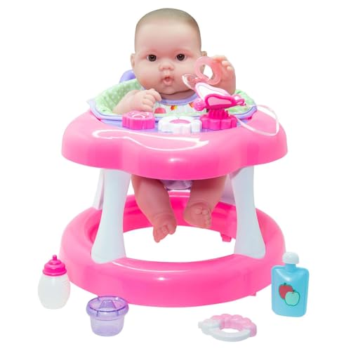 JC Toys Lots to Love Babies 14'' Doll and Walker | Wheeled Walker Gift Set and Accessories | Posable & Waterproof | Ages 2+' (16198), Pink
