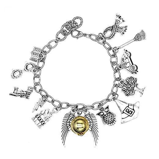 Regalos de Pulsera y Collar para Mujer y Niña,Harry Snitch Potter Dorada Pulsera Collar con Colgante de alas de Plata,pulsera amistad Mujer niñas Cumpleaños Regalos aniversario,Ajustable (1 piezas)