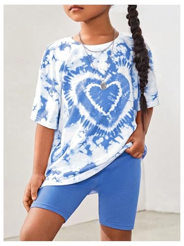 Toddler Girl's Oversized Tie Dye Heart Graphic Tees Half Sleeve Crew Neck Casual T Shirt3