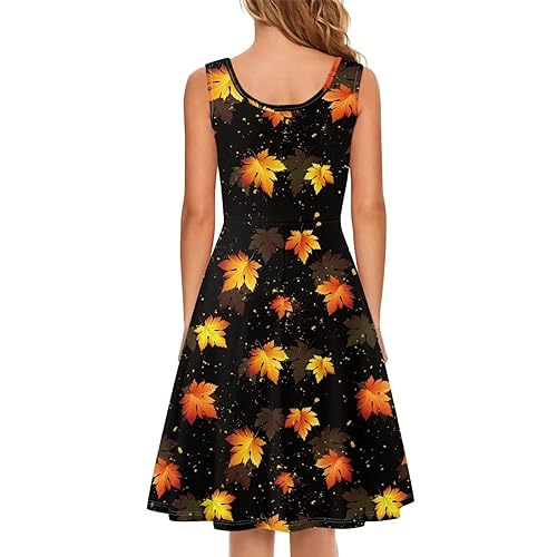 TOADDITDO Summer Sleeveless Tank Dresses Casual Floral Round Neck A-Line Tunic Dress Beach Party Mini Sundress with Pockets3