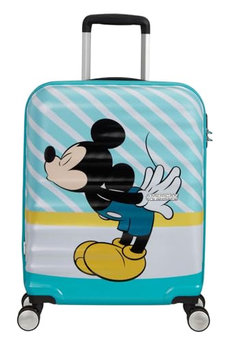 American Tourister Wavebreaker Disney - Spinner S, equipaje para niños, 55 cm, 36 L, multicolor (Mickey Blue Kiss)