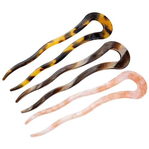 Veemoon 3pezzi Forcine Per Capelli Forma Di u in Acetato Fermaglio Per Capelli Da Donna Leggero e Confortevole Resistente e Non Deformabile Adatto Per Feste Giorno e Altre Occasioni