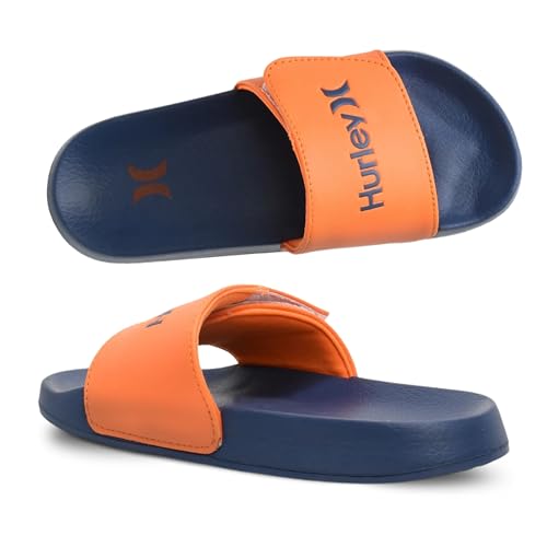Image of Hurley Kids NAIA Slides Adjustable Strap Slip-On Sandals Indoor and Outdoor EVA Footbed Shower Slides for Girls and Boys