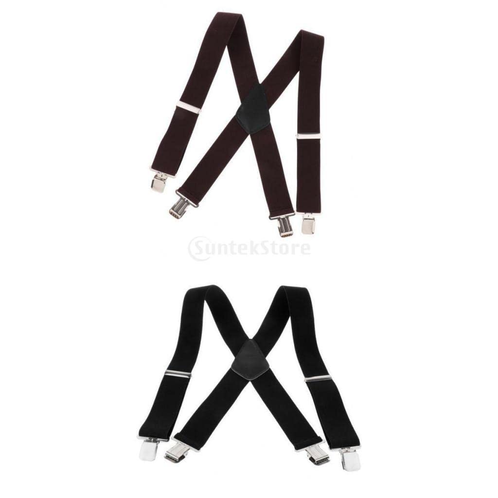 ™ 2 Pieces Suspenders w/Heavy Duty Clips&X Back Adjustable Straps for Adults | Suspenders Braces | Mens Accessories-image-3