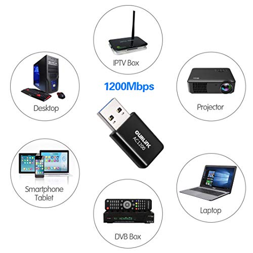 Ourlink Wireless Usb 1200Mbps Usb Wifi Usb 3.0 Dual Band (2.4Ghz/300Mbps + 5.8Ghz/867Mbps) 802.11Ac/B/G/N Wifi Adapter Pc/Desktop/Laptop, Support Windows 10/8.1/8/7, Mac Os 10.6-10.15 #TOP4
