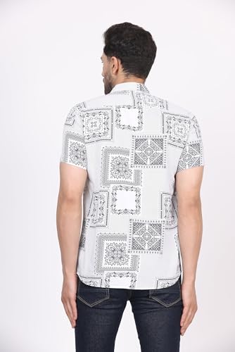 Image of CVC Fashion Men's Printed Button-Down Shirt - Aesthetic Regular Fit Half Sleeve Casual Shirt for Men, Ideal for Summer & Beach Wear