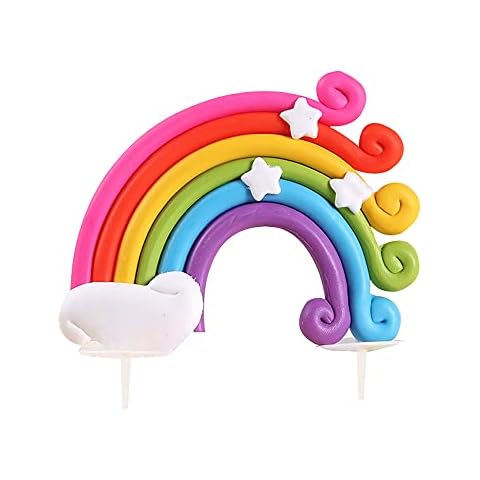 Rainbow Cake Topper, Handmade Rainbow Star Cake Cupcake Topper for Birthday Wedding Anniversary Party Decoration Cover