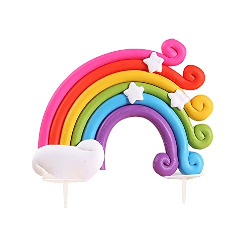 Aprildecember C100221 Rainbow Cake Topper, Handmade Rainbow Star Cake Cupcake Topper cover