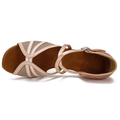 Image of Low Heel Ballroom Dance Shoes Women Latin Salsa Practice Dancing Shoes 1.5 Inch Heel ZB14