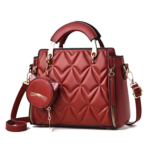 Xiaoyu Borse e borse alla moda per le donne borse a tracolla da donna con manico superiore borse a tracolla piccole borse a tracolla, Bolla Rosso Vino