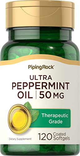 Piping Rock Peppermint Oil Softgels | 50mg | 120 Count | Therapeutic Grade Supplement | Non-GMO, Gluten Free