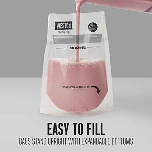Image of Weston 8 inch x 12 inch Stand Up Quart Vacuum Sealer Bags For Meal Prep & Sous Vide