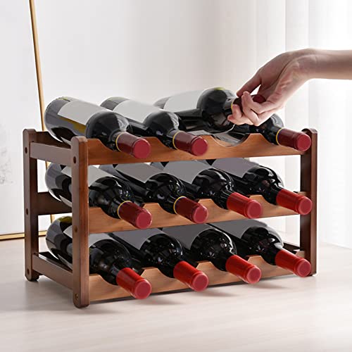 Soporte para botellas de vino 2 o 3 niveles de madera miniatura 3