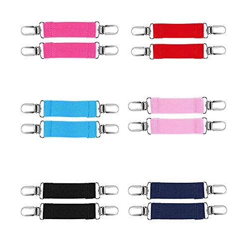 NEWCOMDIGI 6 Pairs Elastic Mitten Clips Strong Stainless Steel Glove and Mitten Clips for Kids Baby Adults