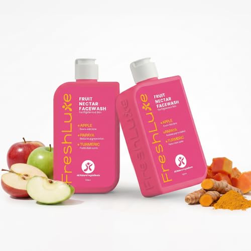 Image of Fruit Nectar Face Wash for Men & Women - 100ml (Pack of 2) | With Apple, Papaya & Turmeric | Vitamin C Face Wash for Pigmentation, Glowing, Hydrated & Even Skin Tone | SLS & Paraben Free