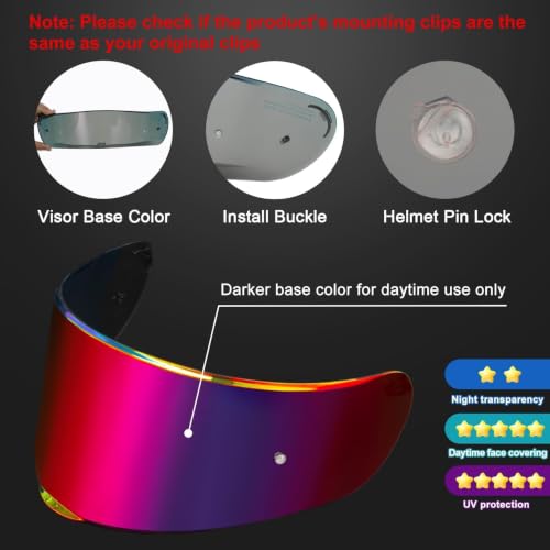 Image of PSLER Shatterproof Helmet Visor for Strada 2 Strada 3 FF801,Purplish Red